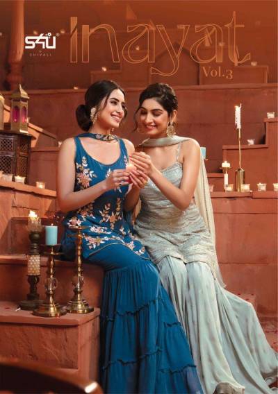 Inayat Vol 3 By S4U Georgette Partywear Sharara Suit Collection